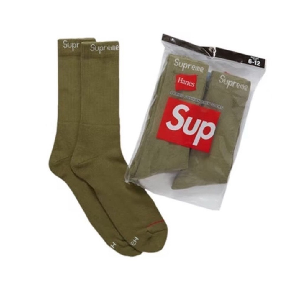 SUPREME x HANES 4-pack Crew Socks Size 6-12 NEW